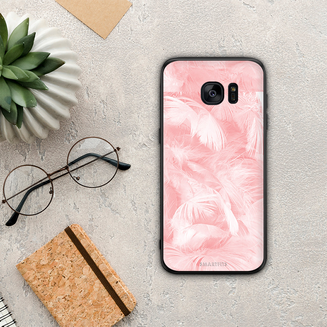 Boho Pink Feather - Samsung Galaxy S7 Edge θήκη