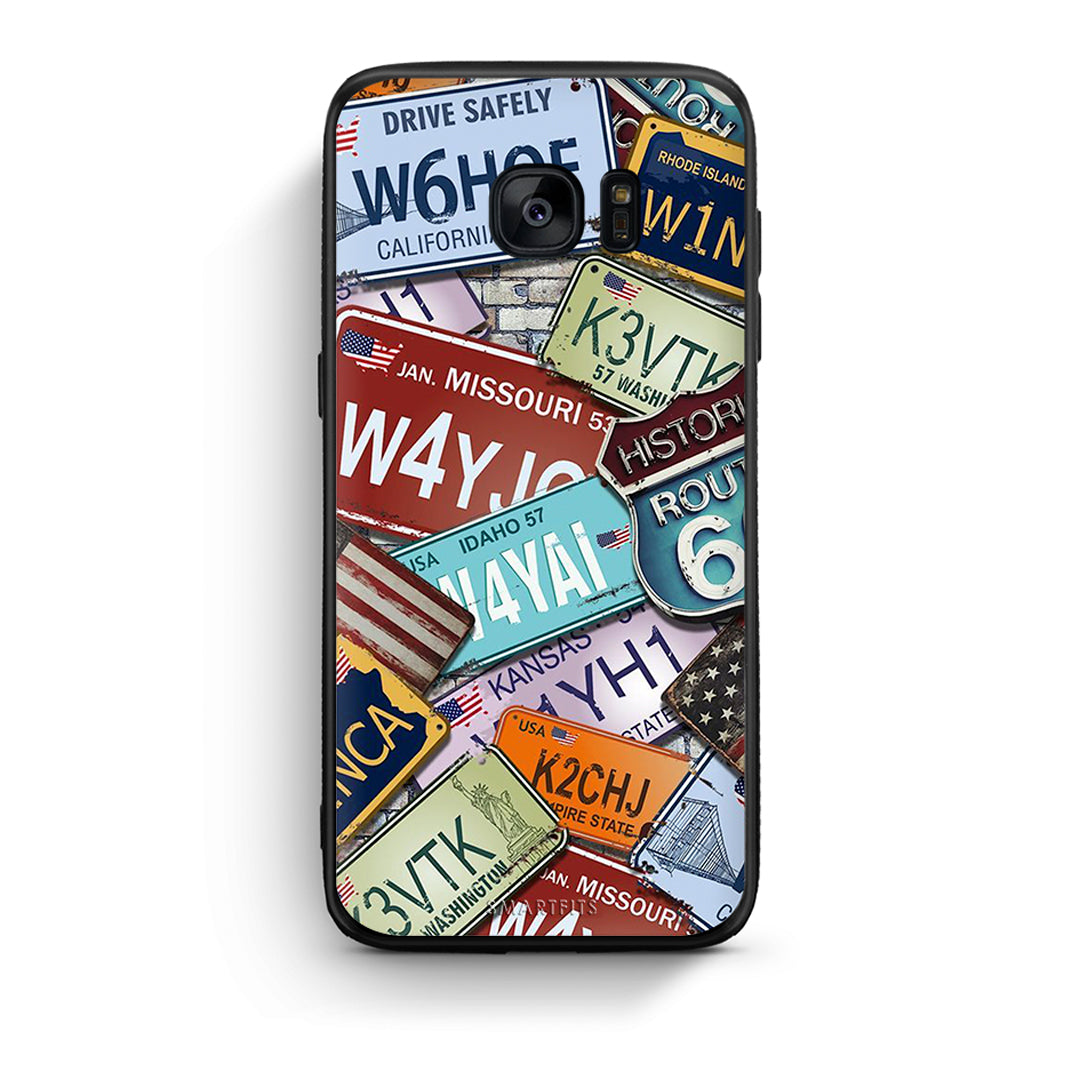 samsung s7 edge Car Plates θήκη από τη Smartfits με σχέδιο στο πίσω μέρος και μαύρο περίβλημα | Smartphone case with colorful back and black bezels by Smartfits