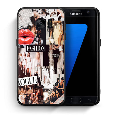 Θήκη Αγίου Βαλεντίνου Samsung S7 Edge Collage Fashion από τη Smartfits με σχέδιο στο πίσω μέρος και μαύρο περίβλημα | Samsung S7 Edge Collage Fashion case with colorful back and black bezels