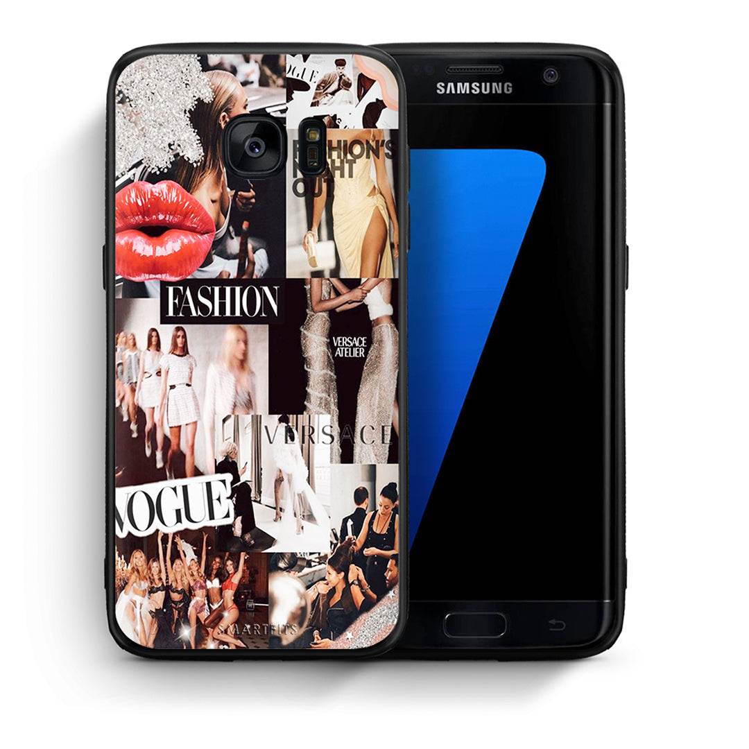 Θήκη Αγίου Βαλεντίνου Samsung S7 Edge Collage Fashion από τη Smartfits με σχέδιο στο πίσω μέρος και μαύρο περίβλημα | Samsung S7 Edge Collage Fashion case with colorful back and black bezels