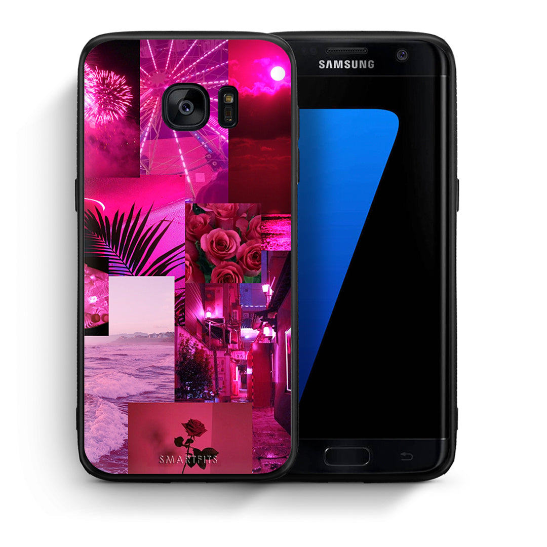 Θήκη Αγίου Βαλεντίνου Samsung S7 Edge Collage Red Roses από τη Smartfits με σχέδιο στο πίσω μέρος και μαύρο περίβλημα | Samsung S7 Edge Collage Red Roses case with colorful back and black bezels
