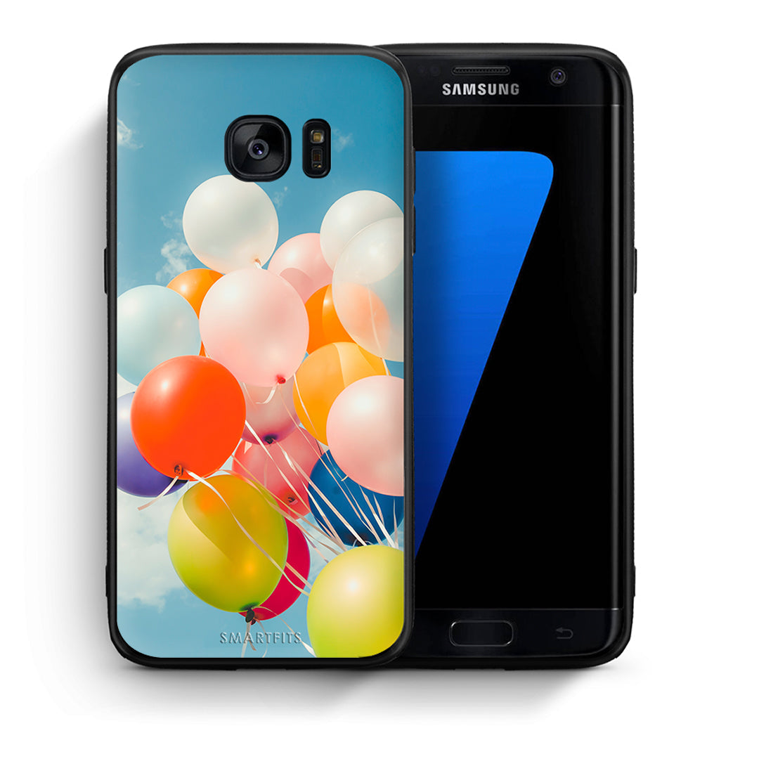 Θήκη Samsung S7 Edge Colorful Balloons από τη Smartfits με σχέδιο στο πίσω μέρος και μαύρο περίβλημα | Samsung S7 Edge Colorful Balloons case with colorful back and black bezels