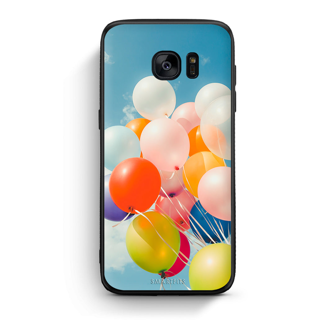 samsung s7 Colorful Balloons θήκη από τη Smartfits με σχέδιο στο πίσω μέρος και μαύρο περίβλημα | Smartphone case with colorful back and black bezels by Smartfits