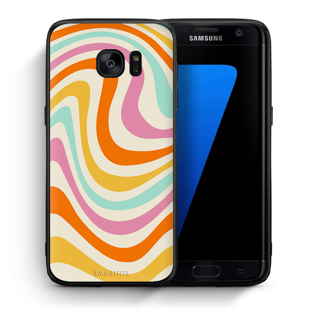 Θήκη Samsung S7 Edge Colourful Waves από τη Smartfits με σχέδιο στο πίσω μέρος και μαύρο περίβλημα | Samsung S7 Edge Colourful Waves case with colorful back and black bezels