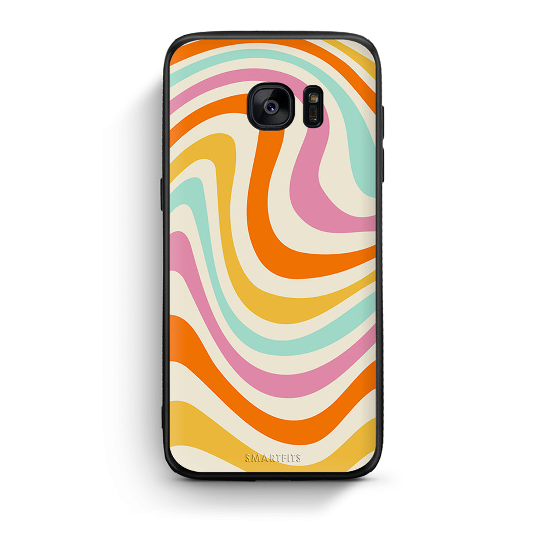 samsung s7 Colourful Waves θήκη από τη Smartfits με σχέδιο στο πίσω μέρος και μαύρο περίβλημα | Smartphone case with colorful back and black bezels by Smartfits