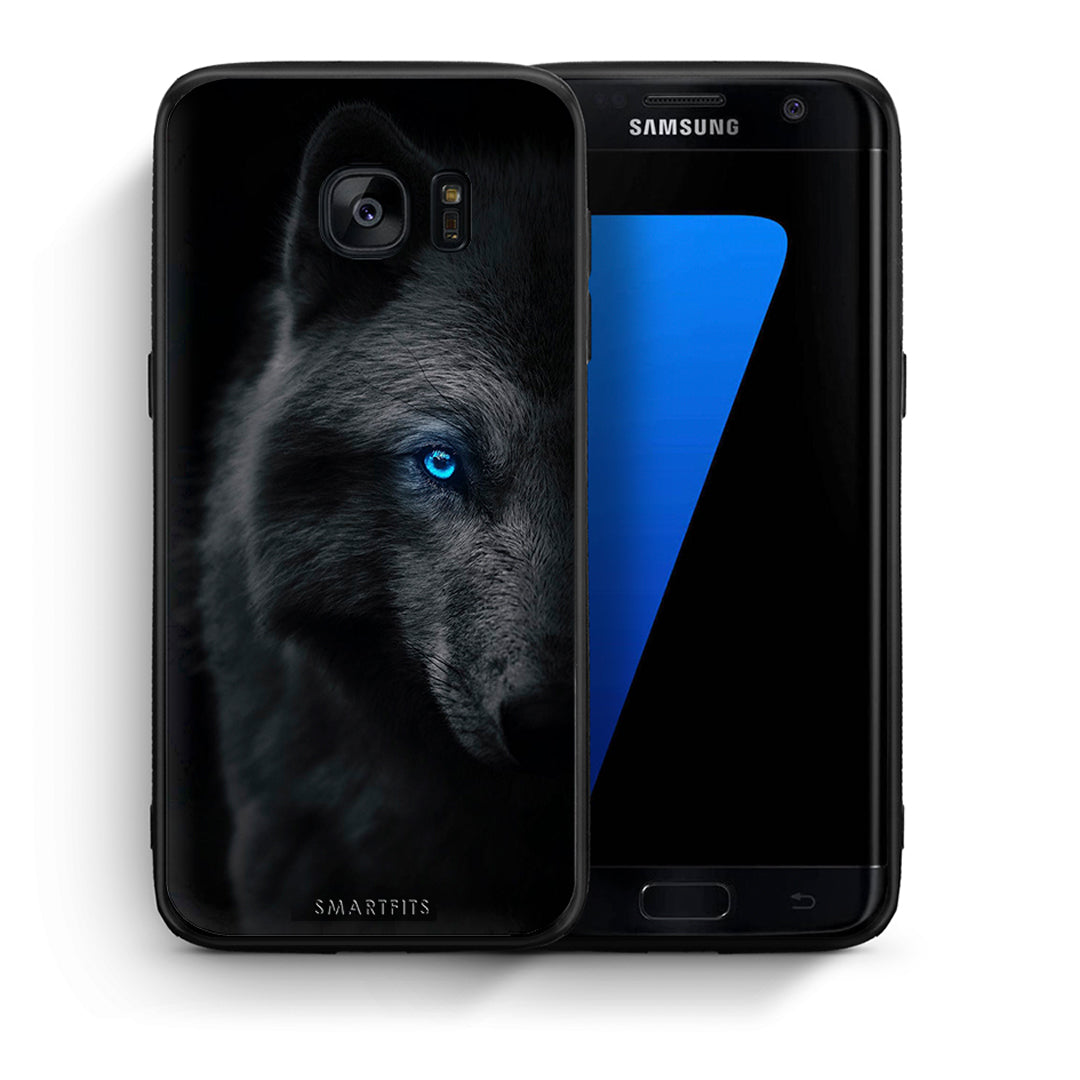 Θήκη Samsung S7 Edge Dark Wolf από τη Smartfits με σχέδιο στο πίσω μέρος και μαύρο περίβλημα | Samsung S7 Edge Dark Wolf case with colorful back and black bezels