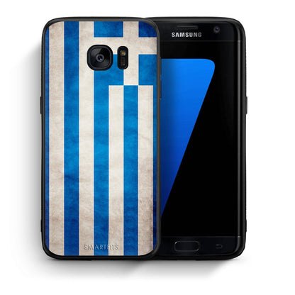 Θήκη Samsung S7 Edge Greek Flag από τη Smartfits με σχέδιο στο πίσω μέρος και μαύρο περίβλημα | Samsung S7 Edge Greek Flag case with colorful back and black bezels