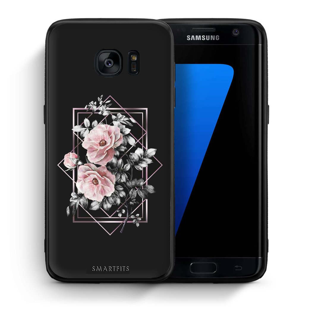 Θήκη Samsung S7 Edge Frame Flower από τη Smartfits με σχέδιο στο πίσω μέρος και μαύρο περίβλημα | Samsung S7 Edge Frame Flower case with colorful back and black bezels