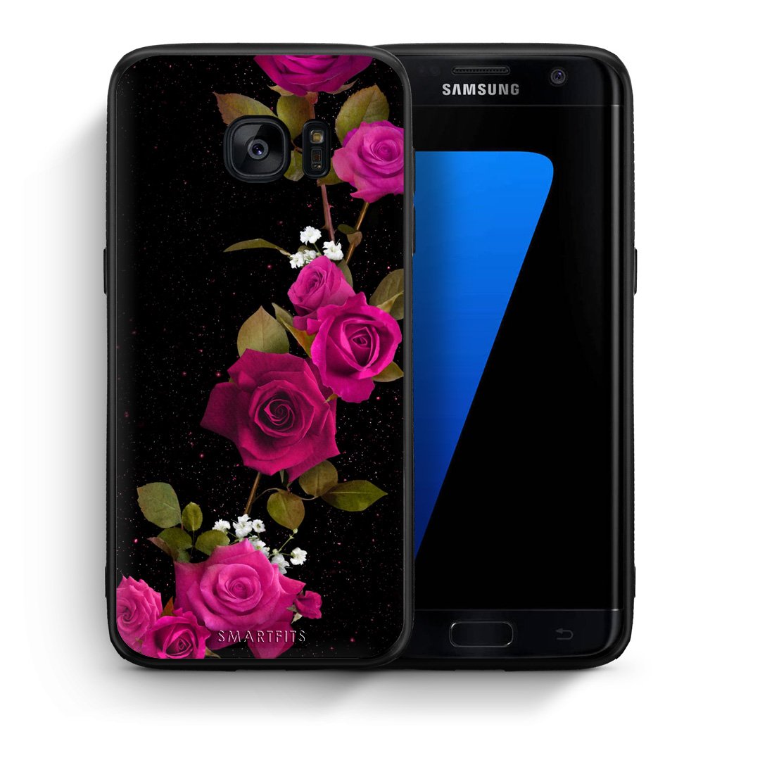 Θήκη Samsung S7 Edge Red Roses Flower από τη Smartfits με σχέδιο στο πίσω μέρος και μαύρο περίβλημα | Samsung S7 Edge Red Roses Flower case with colorful back and black bezels