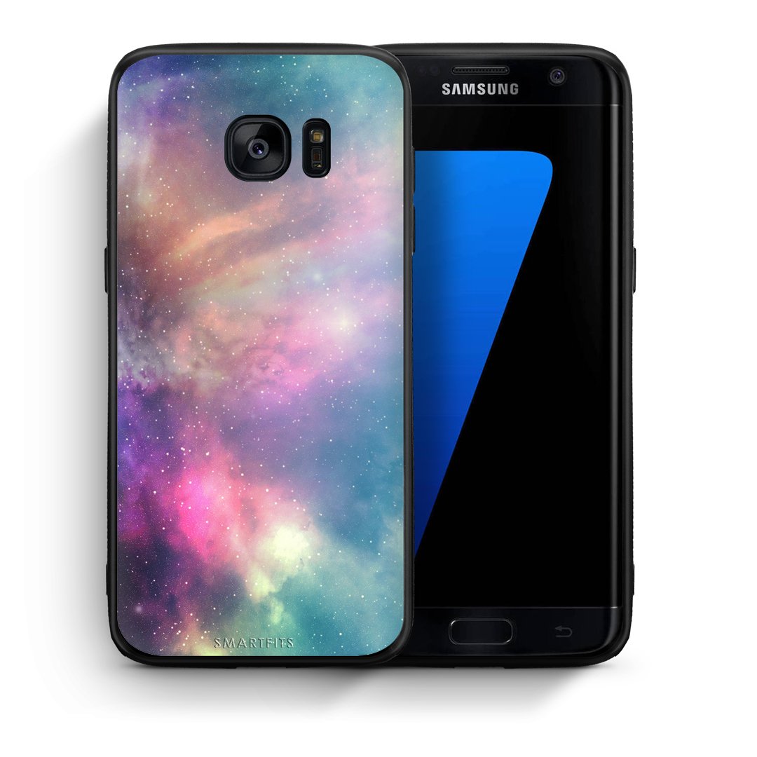 Θήκη Samsung S7 Edge Rainbow Galaxy από τη Smartfits με σχέδιο στο πίσω μέρος και μαύρο περίβλημα | Samsung S7 Edge Rainbow Galaxy case with colorful back and black bezels