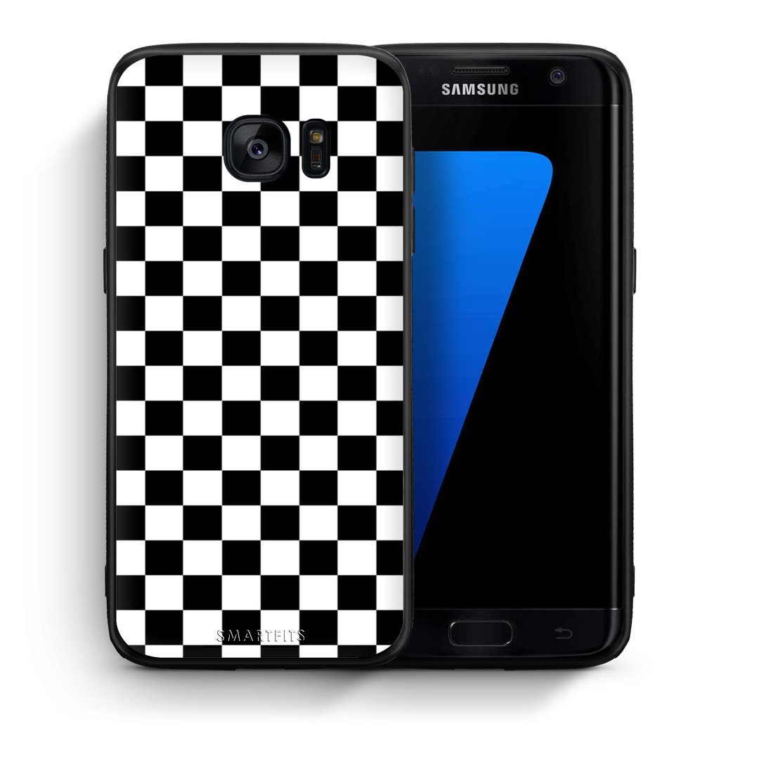 Θήκη Samsung S7 Edge Squares Geometric από τη Smartfits με σχέδιο στο πίσω μέρος και μαύρο περίβλημα | Samsung S7 Edge Squares Geometric case with colorful back and black bezels
