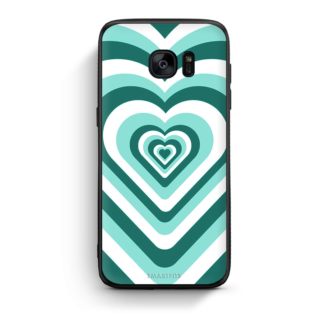 samsung s7 Green Hearts θήκη από τη Smartfits με σχέδιο στο πίσω μέρος και μαύρο περίβλημα | Smartphone case with colorful back and black bezels by Smartfits