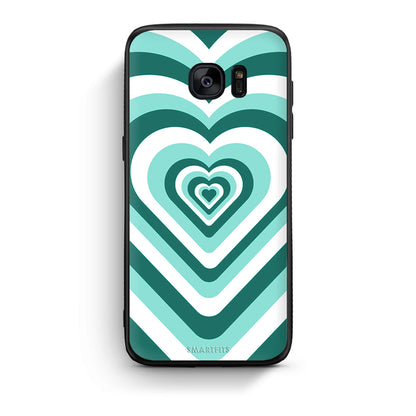 samsung s7 edge Green Hearts θήκη από τη Smartfits με σχέδιο στο πίσω μέρος και μαύρο περίβλημα | Smartphone case with colorful back and black bezels by Smartfits