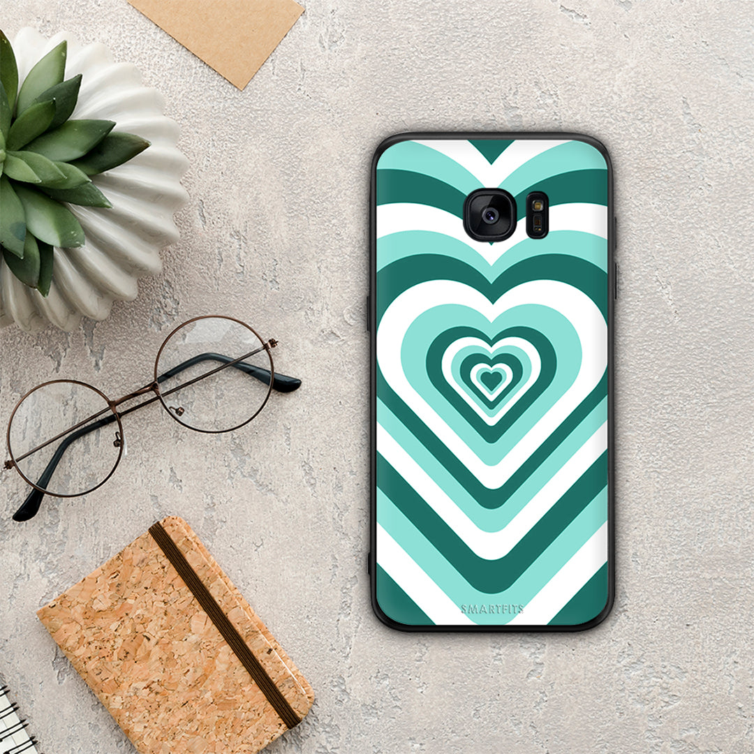 Green Hearts - Samsung Galaxy S7 Edge θήκη
