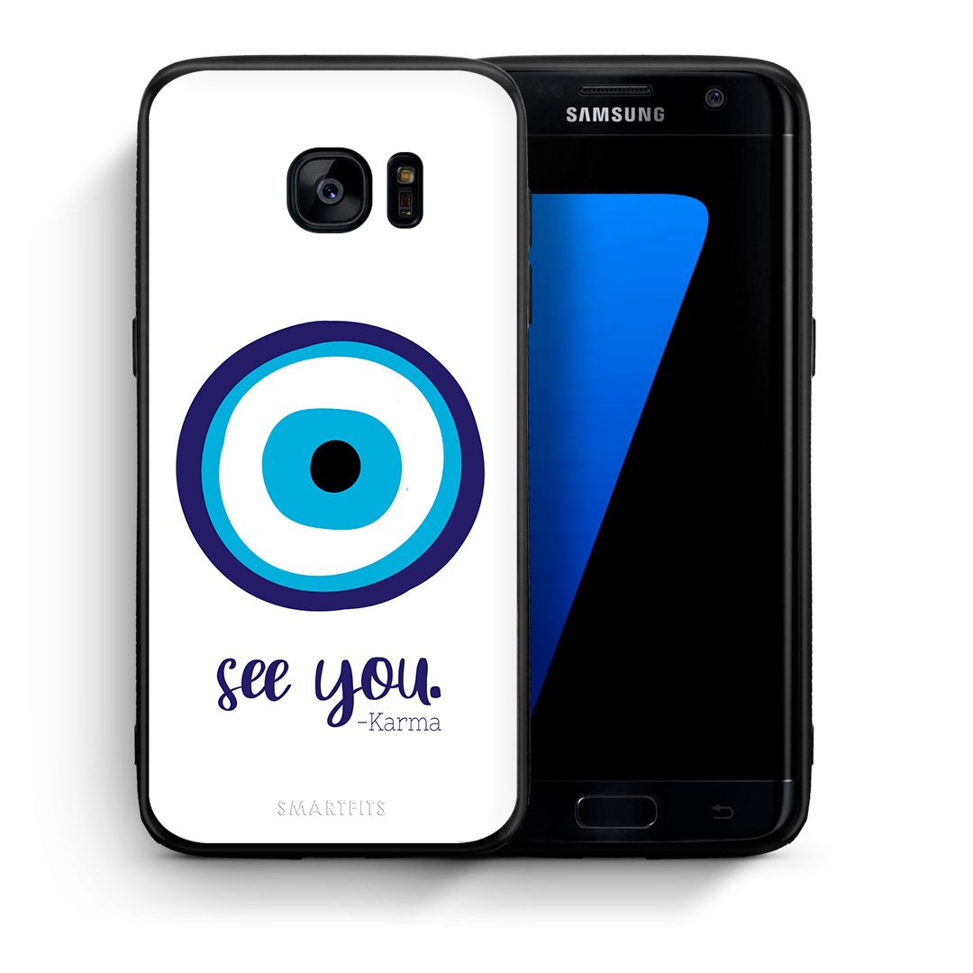 Θήκη Samsung S7 Edge Karma Says από τη Smartfits με σχέδιο στο πίσω μέρος και μαύρο περίβλημα | Samsung S7 Edge Karma Says case with colorful back and black bezels