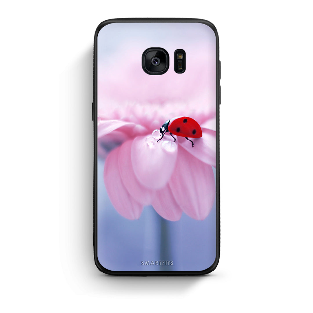 samsung s7 edge Ladybug Flower θήκη από τη Smartfits με σχέδιο στο πίσω μέρος και μαύρο περίβλημα | Smartphone case with colorful back and black bezels by Smartfits