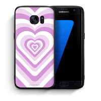 Thumbnail for Θήκη Samsung S7 Edge Lilac Hearts από τη Smartfits με σχέδιο στο πίσω μέρος και μαύρο περίβλημα | Samsung S7 Edge Lilac Hearts case with colorful back and black bezels