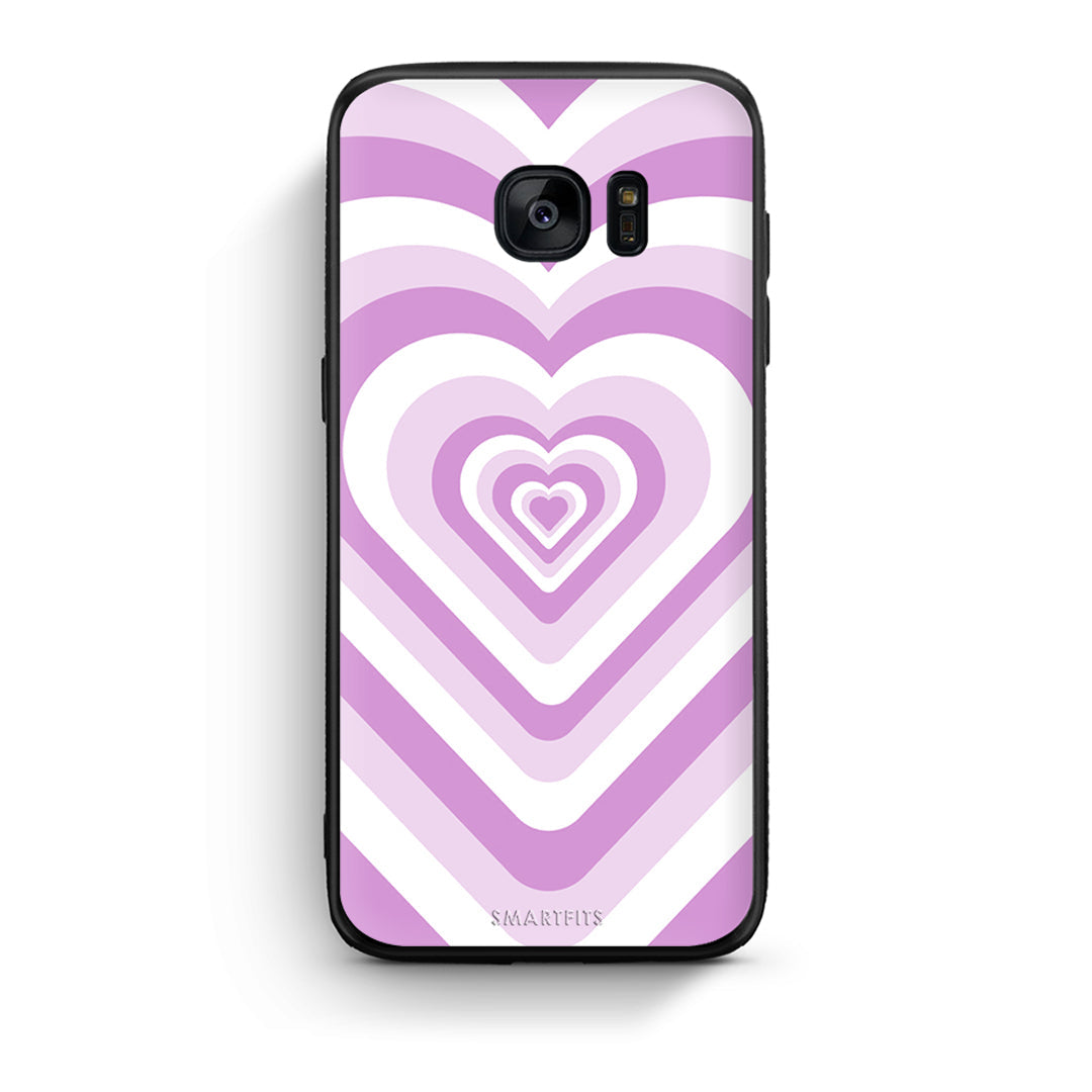 samsung s7 edge Lilac Hearts θήκη από τη Smartfits με σχέδιο στο πίσω μέρος και μαύρο περίβλημα | Smartphone case with colorful back and black bezels by Smartfits