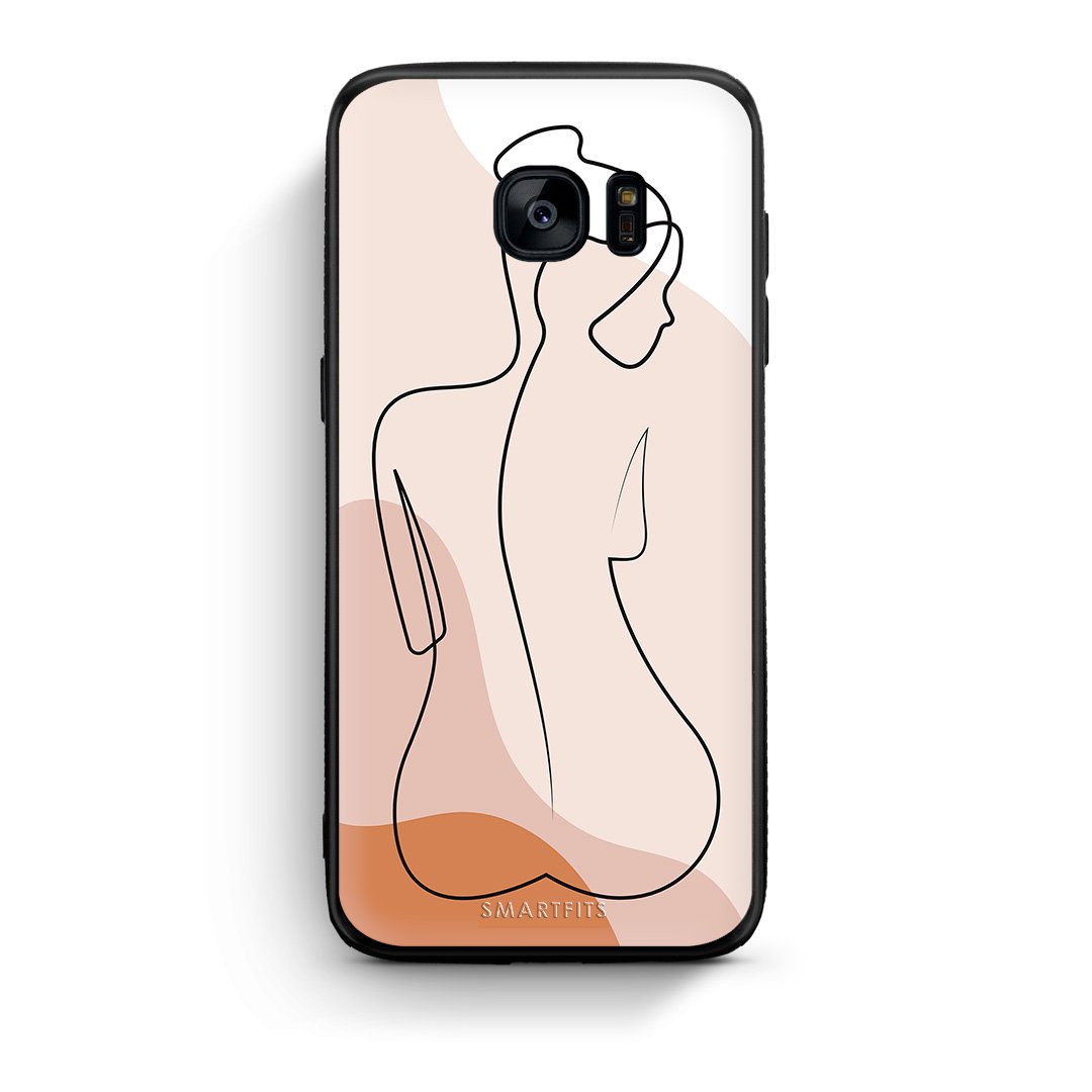 samsung s7 LineArt Woman θήκη από τη Smartfits με σχέδιο στο πίσω μέρος και μαύρο περίβλημα | Smartphone case with colorful back and black bezels by Smartfits