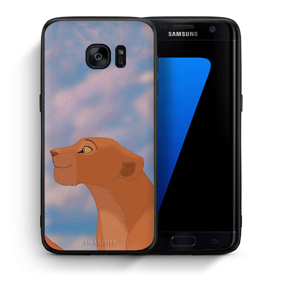 Θήκη Αγίου Βαλεντίνου Samsung S7 Lion Love 2 από τη Smartfits με σχέδιο στο πίσω μέρος και μαύρο περίβλημα | Samsung S7 Lion Love 2 case with colorful back and black bezels