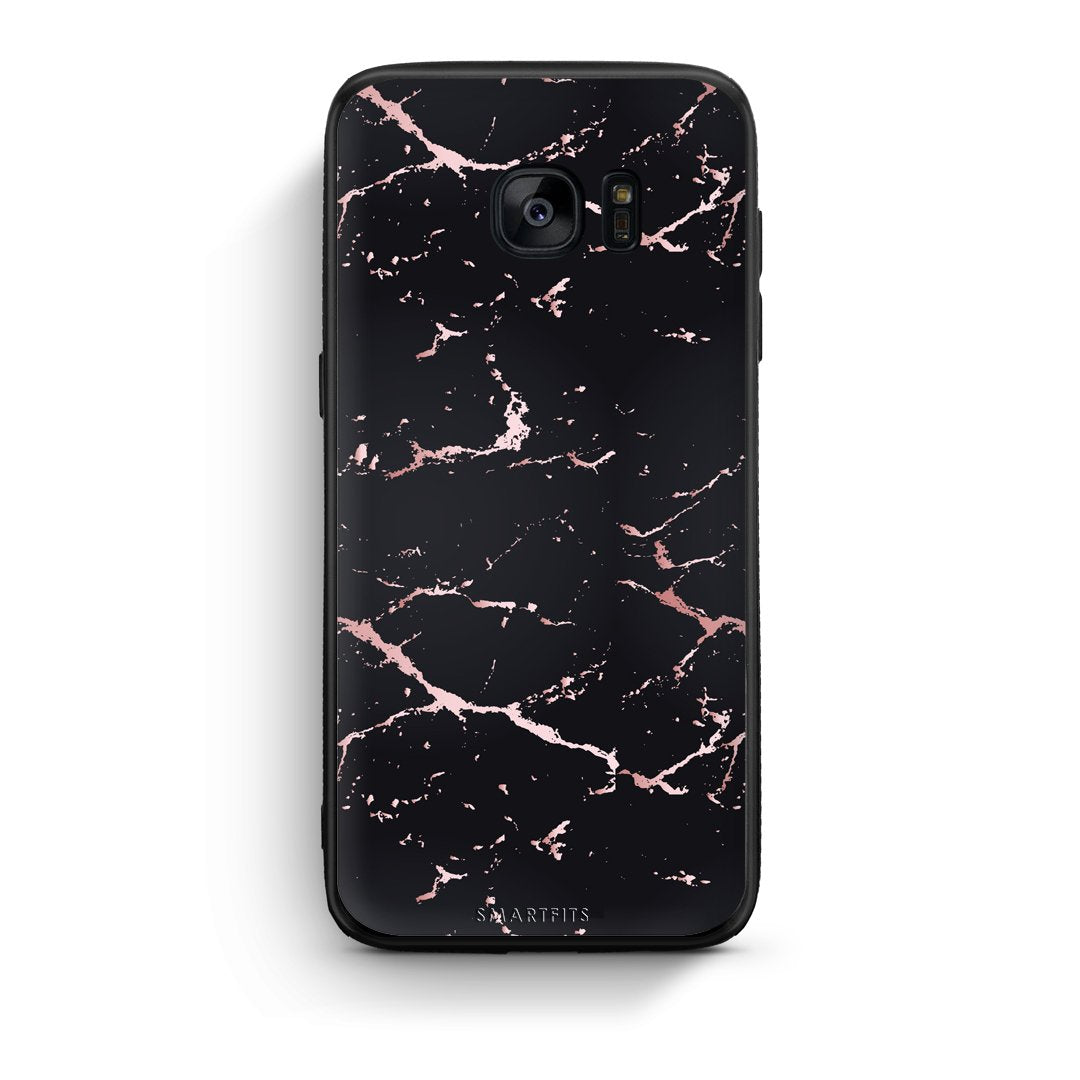 4 - samsung galaxy s7 edge Black Rosegold Marble case, cover, bumper