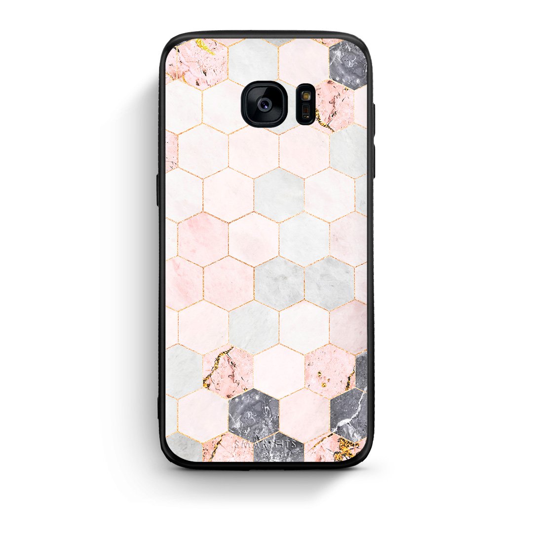 4 - samsung s7 Hexagon Pink Marble case, cover, bumper