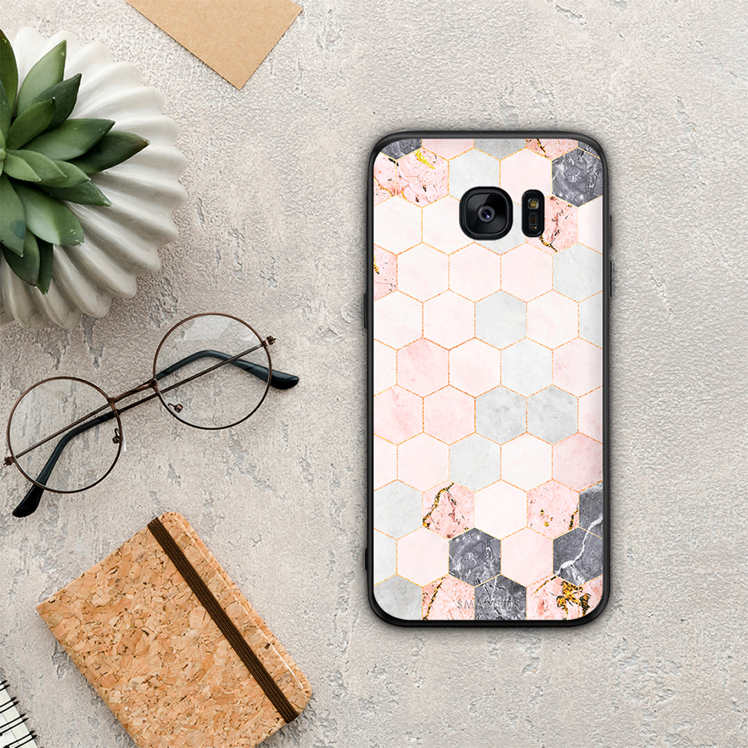 Marble Hexagon Pink - Samsung Galaxy S7 Edge θήκη