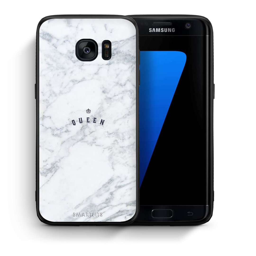 Θήκη Samsung S7 Edge Queen Marble από τη Smartfits με σχέδιο στο πίσω μέρος και μαύρο περίβλημα | Samsung S7 Edge Queen Marble case with colorful back and black bezels