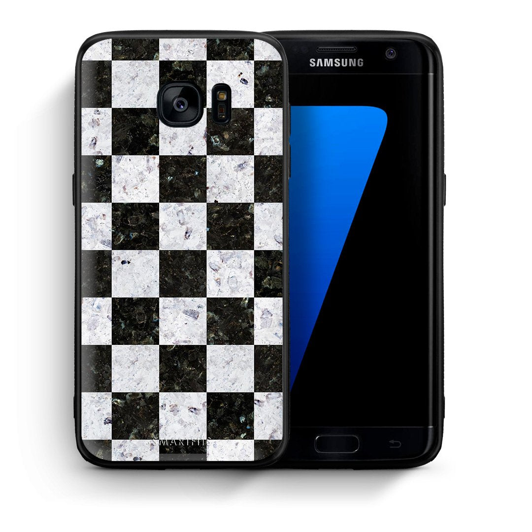 Θήκη Samsung S7 Edge Square Geometric Marble από τη Smartfits με σχέδιο στο πίσω μέρος και μαύρο περίβλημα | Samsung S7 Edge Square Geometric Marble case with colorful back and black bezels