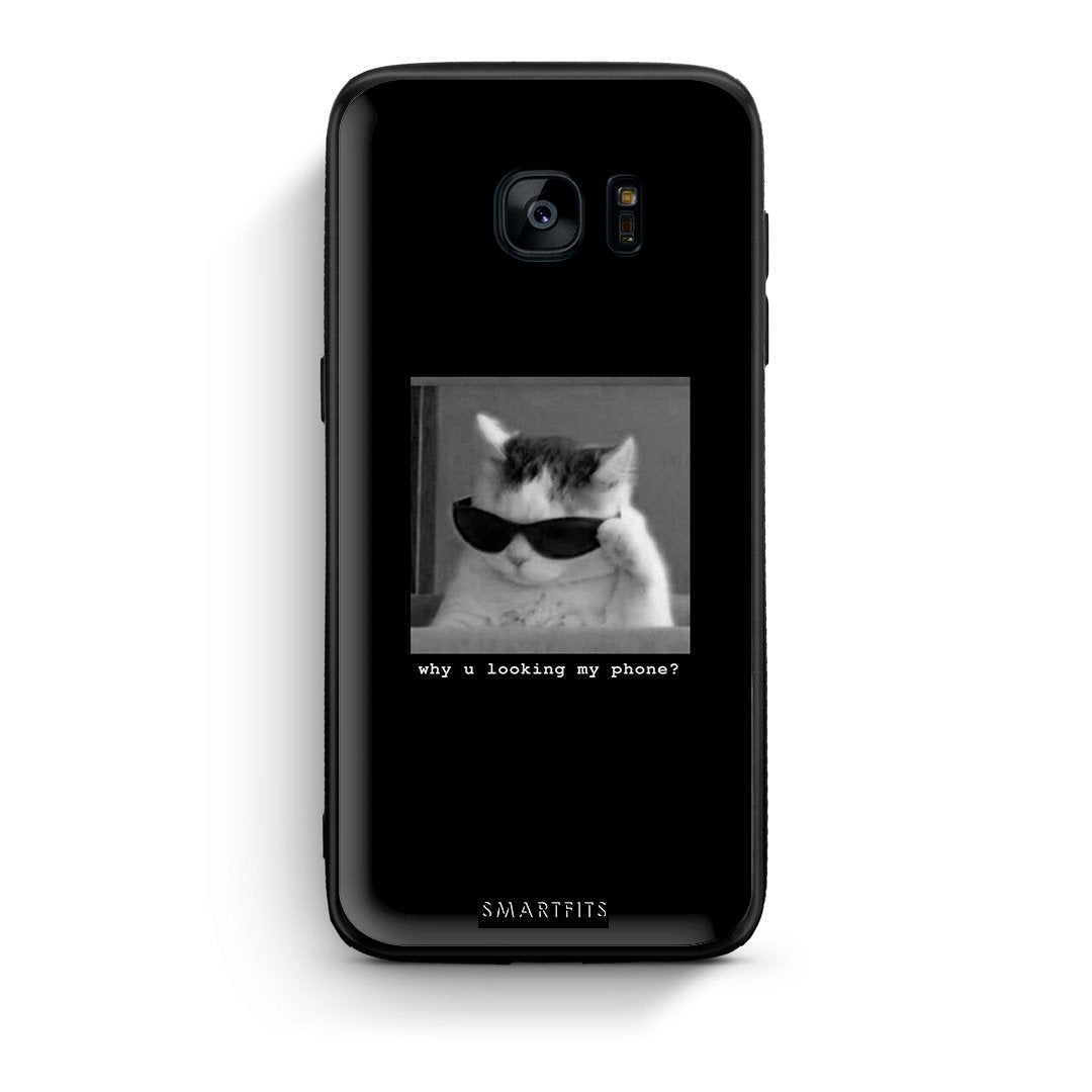 samsung s7 Meme Cat θήκη από τη Smartfits με σχέδιο στο πίσω μέρος και μαύρο περίβλημα | Smartphone case with colorful back and black bezels by Smartfits