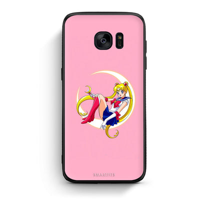 samsung s7 edge Moon Girl θήκη από τη Smartfits με σχέδιο στο πίσω μέρος και μαύρο περίβλημα | Smartphone case with colorful back and black bezels by Smartfits