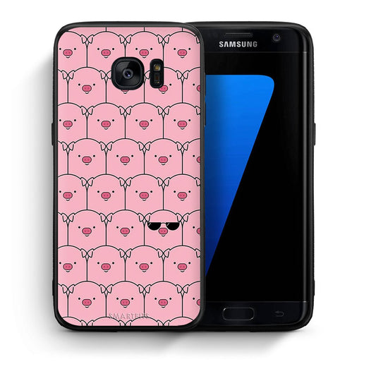 Θήκη Samsung S7 Edge Pig Glasses από τη Smartfits με σχέδιο στο πίσω μέρος και μαύρο περίβλημα | Samsung S7 Edge Pig Glasses case with colorful back and black bezels