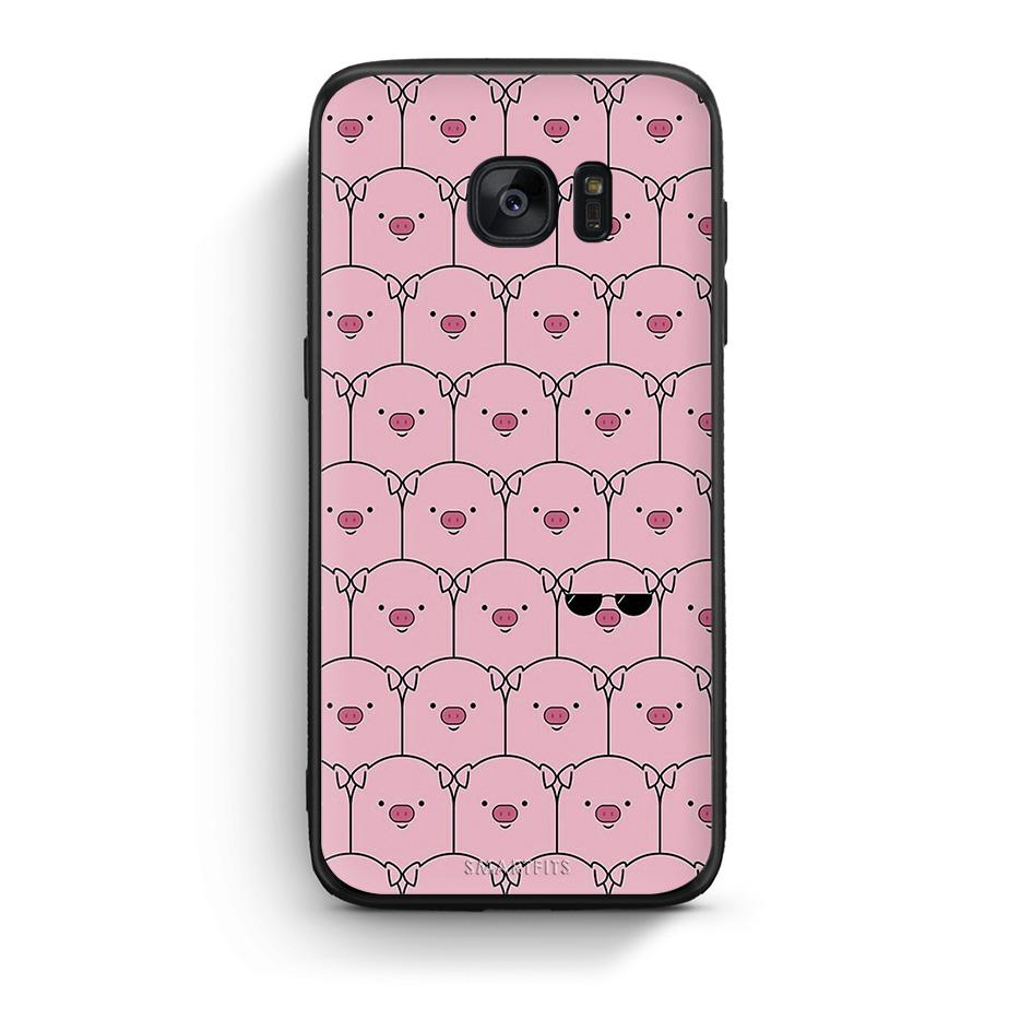 samsung s7 edge Pig Glasses θήκη από τη Smartfits με σχέδιο στο πίσω μέρος και μαύρο περίβλημα | Smartphone case with colorful back and black bezels by Smartfits