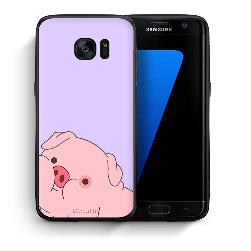 Θήκη Αγίου Βαλεντίνου Samsung S7 Edge Pig Love 2 από τη Smartfits με σχέδιο στο πίσω μέρος και μαύρο περίβλημα | Samsung S7 Edge Pig Love 2 case with colorful back and black bezels