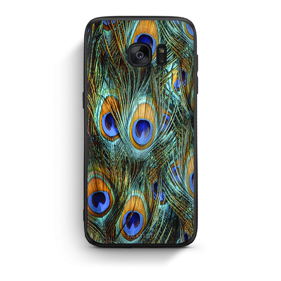 samsung s7 edge Real Peacock Feathers θήκη από τη Smartfits με σχέδιο στο πίσω μέρος και μαύρο περίβλημα | Smartphone case with colorful back and black bezels by Smartfits