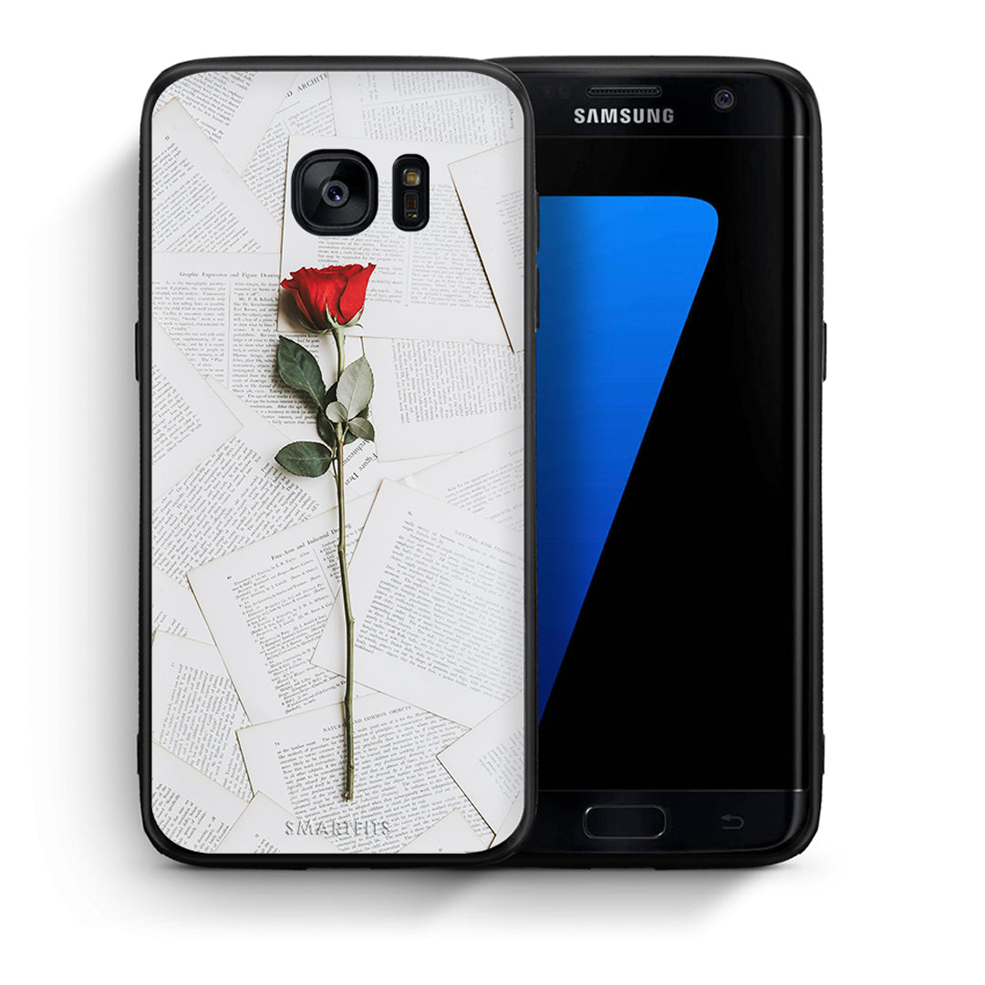 Θήκη Samsung S7 Edge Red Rose από τη Smartfits με σχέδιο στο πίσω μέρος και μαύρο περίβλημα | Samsung S7 Edge Red Rose case with colorful back and black bezels