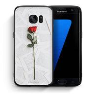 Thumbnail for Θήκη Samsung S7 Edge Red Rose από τη Smartfits με σχέδιο στο πίσω μέρος και μαύρο περίβλημα | Samsung S7 Edge Red Rose case with colorful back and black bezels