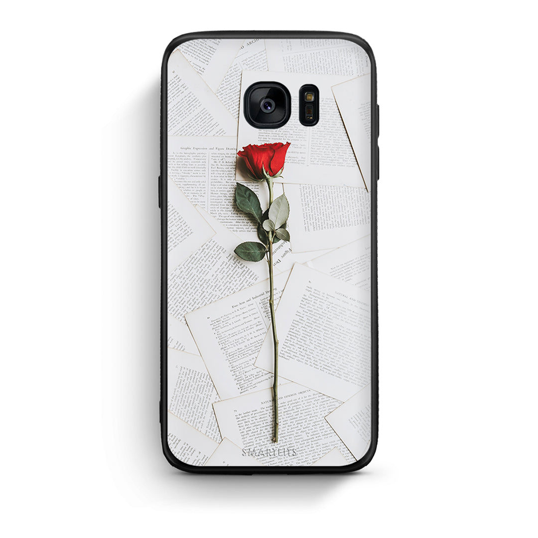 samsung s7 edge Red Rose θήκη από τη Smartfits με σχέδιο στο πίσω μέρος και μαύρο περίβλημα | Smartphone case with colorful back and black bezels by Smartfits