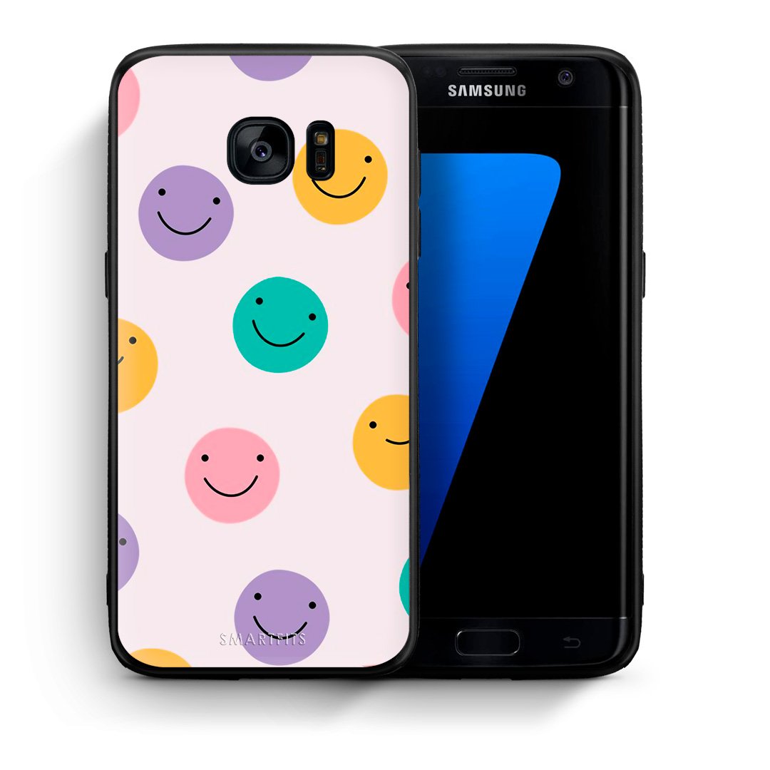 Θήκη Samsung S7 Edge Smiley Faces από τη Smartfits με σχέδιο στο πίσω μέρος και μαύρο περίβλημα | Samsung S7 Edge Smiley Faces case with colorful back and black bezels