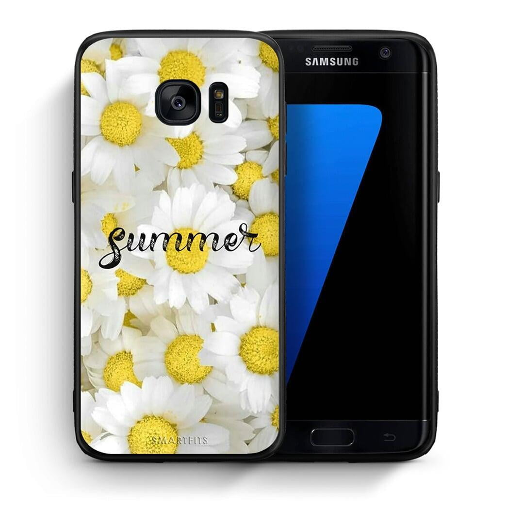 Θήκη Samsung S7 Edge Summer Daisies από τη Smartfits με σχέδιο στο πίσω μέρος και μαύρο περίβλημα | Samsung S7 Edge Summer Daisies case with colorful back and black bezels