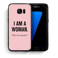 Thumbnail for Θήκη Samsung S7 Edge Superpower Woman από τη Smartfits με σχέδιο στο πίσω μέρος και μαύρο περίβλημα | Samsung S7 Edge Superpower Woman case with colorful back and black bezels