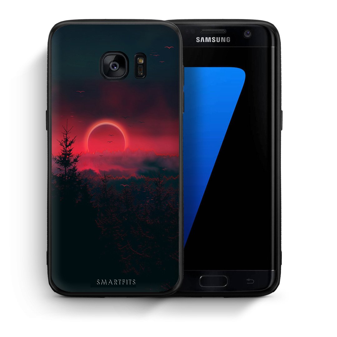 Θήκη Samsung S7 Edge Sunset Tropic από τη Smartfits με σχέδιο στο πίσω μέρος και μαύρο περίβλημα | Samsung S7 Edge Sunset Tropic case with colorful back and black bezels
