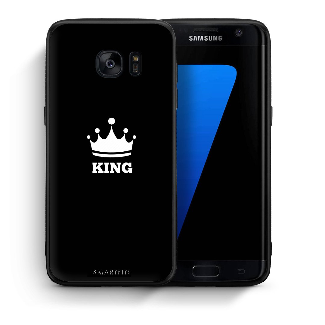 Θήκη Samsung S7 Edge King Valentine από τη Smartfits με σχέδιο στο πίσω μέρος και μαύρο περίβλημα | Samsung S7 Edge King Valentine case with colorful back and black bezels