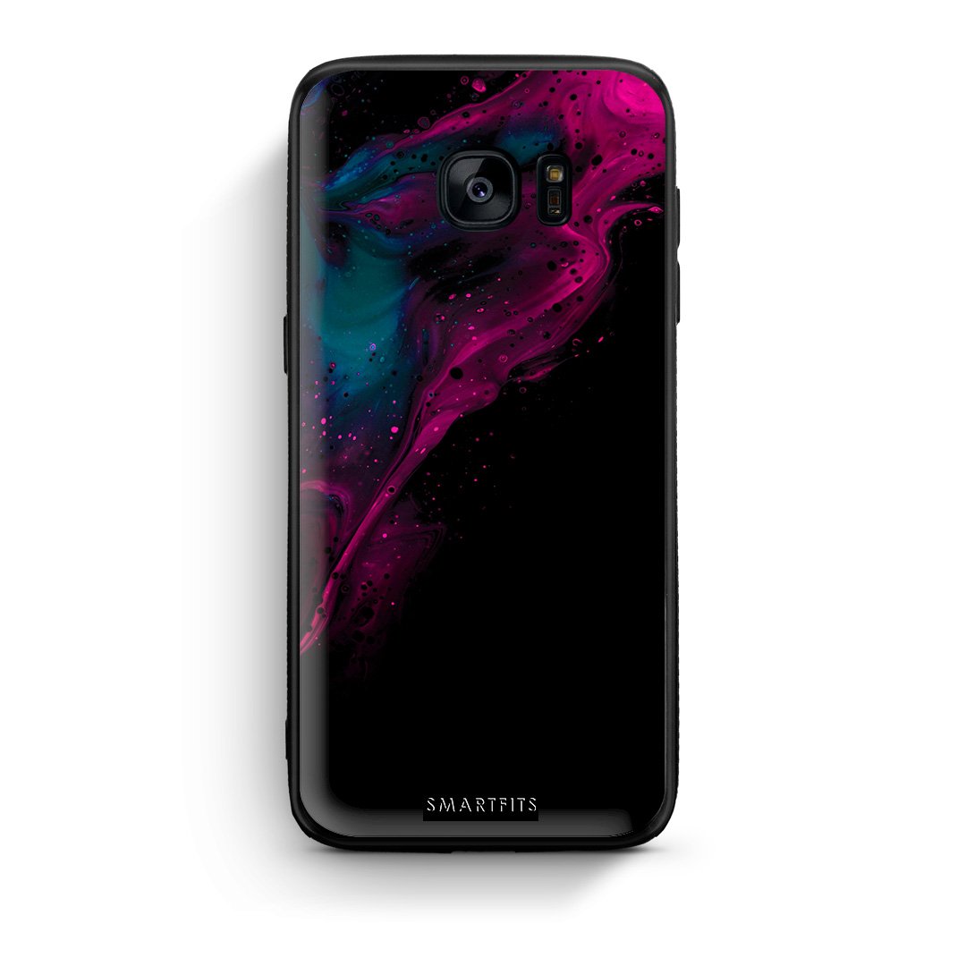 4 - samsung s7 edge Pink Black Watercolor case, cover, bumper