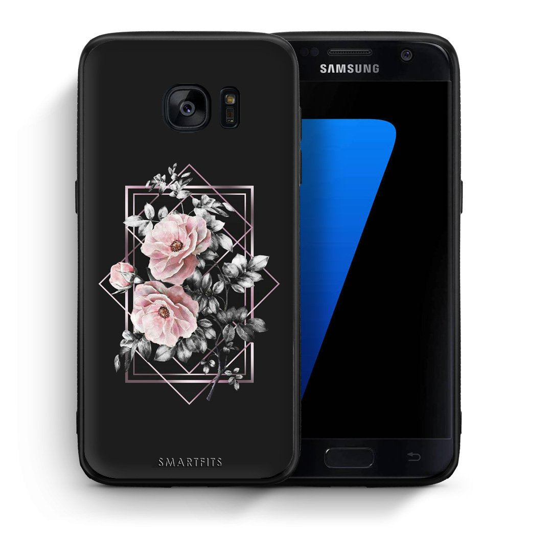 Θήκη Samsung S7 Frame Flower από τη Smartfits με σχέδιο στο πίσω μέρος και μαύρο περίβλημα | Samsung S7 Frame Flower case with colorful back and black bezels