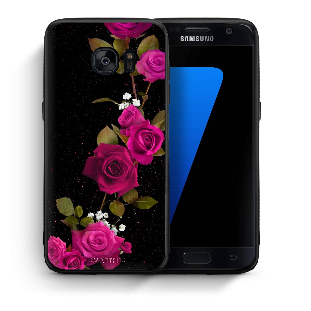 Θήκη Samsung S7 Red Roses Flower από τη Smartfits με σχέδιο στο πίσω μέρος και μαύρο περίβλημα | Samsung S7 Red Roses Flower case with colorful back and black bezels
