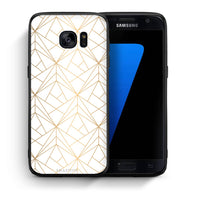 Thumbnail for Θήκη Samsung S7 Luxury White Geometric από τη Smartfits με σχέδιο στο πίσω μέρος και μαύρο περίβλημα | Samsung S7 Luxury White Geometric case with colorful back and black bezels