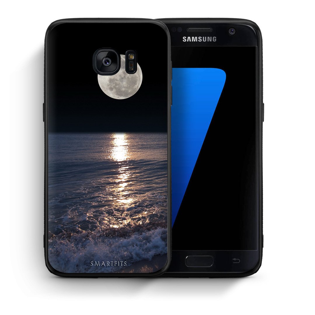 Θήκη Samsung S7 Moon Landscape από τη Smartfits με σχέδιο στο πίσω μέρος και μαύρο περίβλημα | Samsung S7 Moon Landscape case with colorful back and black bezels