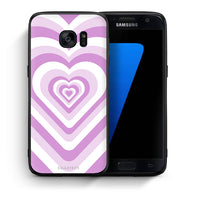 Thumbnail for Θήκη Samsung S7 Lilac Hearts από τη Smartfits με σχέδιο στο πίσω μέρος και μαύρο περίβλημα | Samsung S7 Lilac Hearts case with colorful back and black bezels
