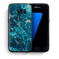 Thumbnail for Θήκη Samsung S7 Marble Blue από τη Smartfits με σχέδιο στο πίσω μέρος και μαύρο περίβλημα | Samsung S7 Marble Blue case with colorful back and black bezels